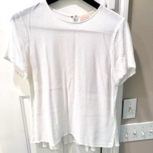 Womens Michael Kors Basics White Blouse Hi Lo Zipper back Sz M